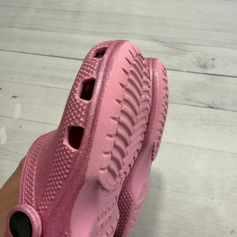 Crocs‎ classic clogs pink glitter slip on shoes child size 9